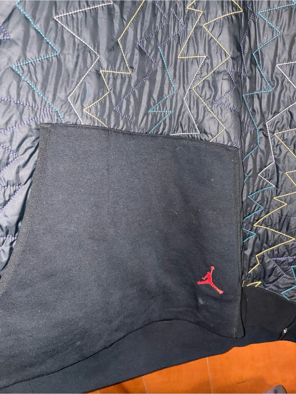 Michael Jordan Black Quilted Short-Sleeve Hoodie with Zigzag Stitching 3x